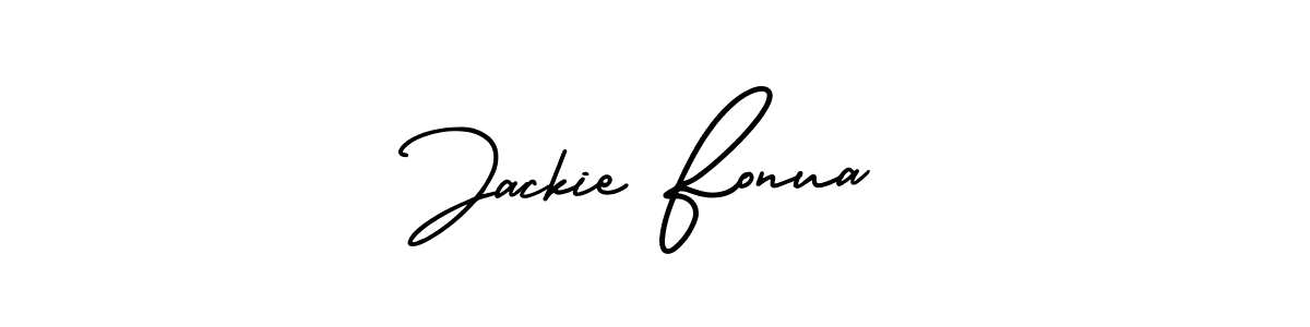 It looks lik you need a new signature style for name Jackie Fonua. Design unique handwritten (AmerikaSignatureDemo-Regular) signature with our free signature maker in just a few clicks. Jackie Fonua signature style 3 images and pictures png