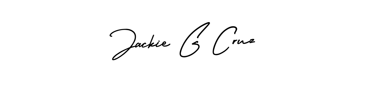 You should practise on your own different ways (AmerikaSignatureDemo-Regular) to write your name (Jackie G Cruz) in signature. don't let someone else do it for you. Jackie G Cruz signature style 3 images and pictures png