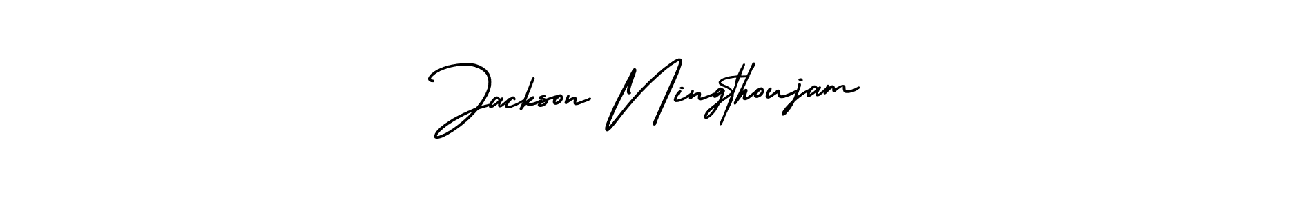 Jackson Ningthoujam stylish signature style. Best Handwritten Sign (AmerikaSignatureDemo-Regular) for my name. Handwritten Signature Collection Ideas for my name Jackson Ningthoujam. Jackson Ningthoujam signature style 3 images and pictures png