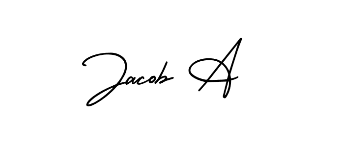 Make a beautiful signature design for name Jacob A. With this signature (AmerikaSignatureDemo-Regular) style, you can create a handwritten signature for free. Jacob A signature style 3 images and pictures png