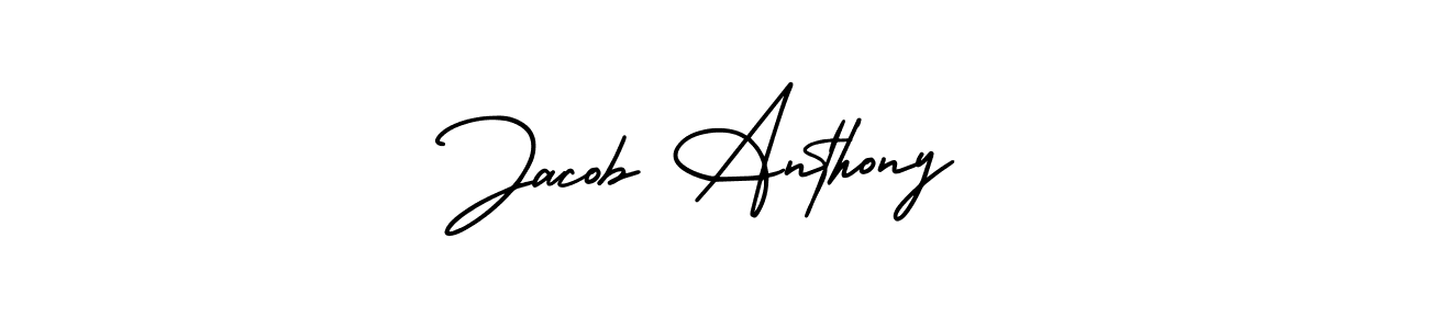 You should practise on your own different ways (AmerikaSignatureDemo-Regular) to write your name (Jacob Anthony) in signature. don't let someone else do it for you. Jacob Anthony signature style 3 images and pictures png