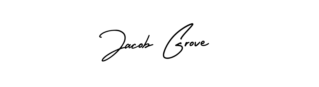 You should practise on your own different ways (AmerikaSignatureDemo-Regular) to write your name (Jacob Grove) in signature. don't let someone else do it for you. Jacob Grove signature style 3 images and pictures png