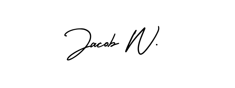 You should practise on your own different ways (AmerikaSignatureDemo-Regular) to write your name (Jacob W.) in signature. don't let someone else do it for you. Jacob W. signature style 3 images and pictures png