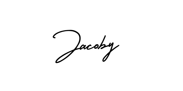 How to make Jacoby name signature. Use AmerikaSignatureDemo-Regular style for creating short signs online. This is the latest handwritten sign. Jacoby signature style 3 images and pictures png