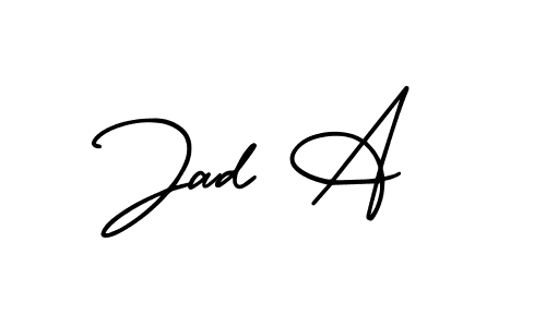 Make a beautiful signature design for name Jad A. With this signature (AmerikaSignatureDemo-Regular) style, you can create a handwritten signature for free. Jad A signature style 3 images and pictures png