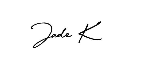 The best way (AmerikaSignatureDemo-Regular) to make a short signature is to pick only two or three words in your name. The name Jade K include a total of six letters. For converting this name. Jade K signature style 3 images and pictures png