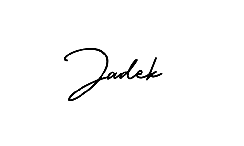 The best way (AmerikaSignatureDemo-Regular) to make a short signature is to pick only two or three words in your name. The name Jadek include a total of six letters. For converting this name. Jadek signature style 3 images and pictures png