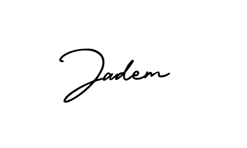 You should practise on your own different ways (AmerikaSignatureDemo-Regular) to write your name (Jadem) in signature. don't let someone else do it for you. Jadem signature style 3 images and pictures png