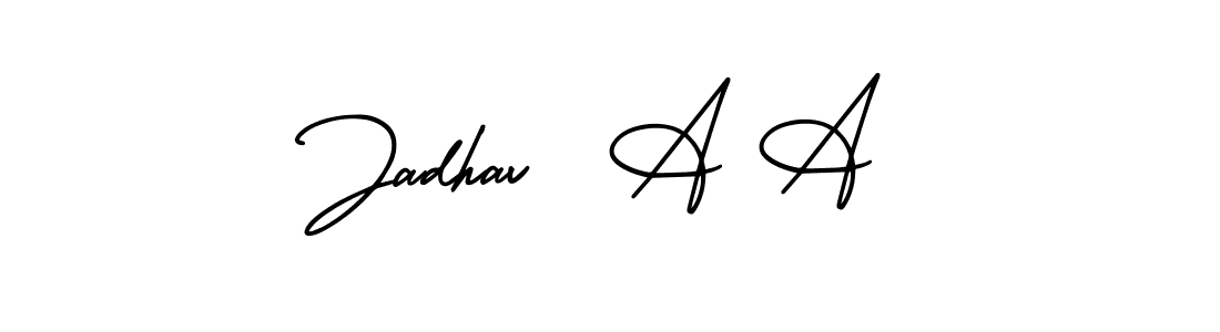 if you are searching for the best signature style for your name Jadhav  A A. so please give up your signature search. here we have designed multiple signature styles  using AmerikaSignatureDemo-Regular. Jadhav  A A signature style 3 images and pictures png