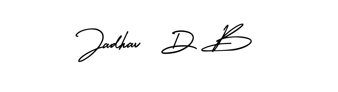 if you are searching for the best signature style for your name Jadhav  D B. so please give up your signature search. here we have designed multiple signature styles  using AmerikaSignatureDemo-Regular. Jadhav  D B signature style 3 images and pictures png