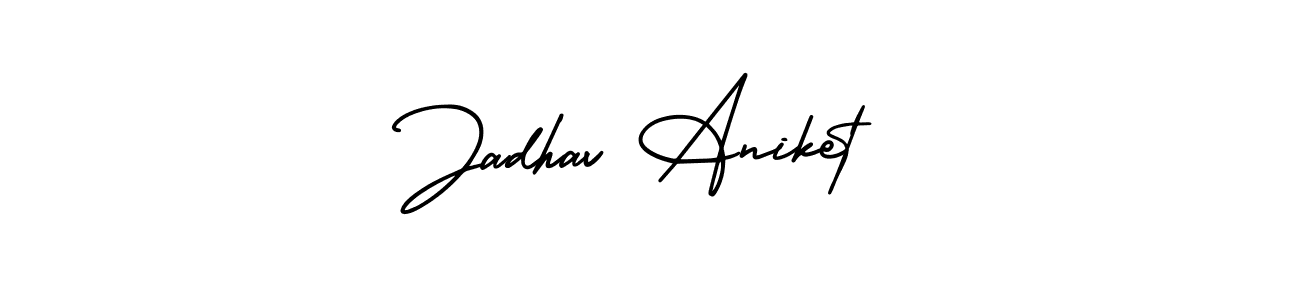 How to make Jadhav Aniket name signature. Use AmerikaSignatureDemo-Regular style for creating short signs online. This is the latest handwritten sign. Jadhav Aniket signature style 3 images and pictures png