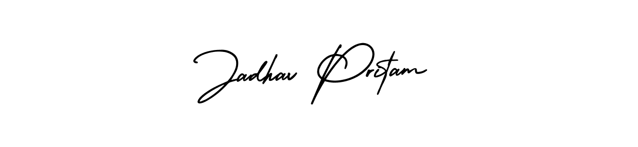 Make a beautiful signature design for name Jadhav Pritam. With this signature (AmerikaSignatureDemo-Regular) style, you can create a handwritten signature for free. Jadhav Pritam signature style 3 images and pictures png