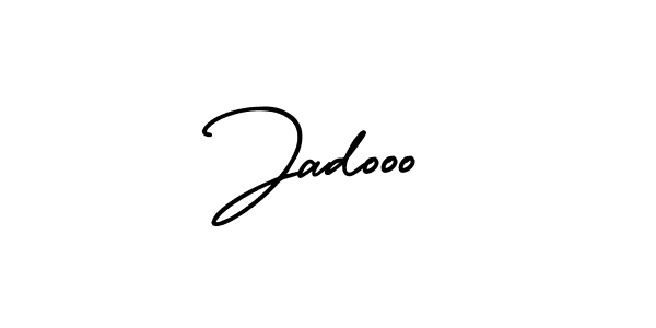 You should practise on your own different ways (AmerikaSignatureDemo-Regular) to write your name (Jadooo) in signature. don't let someone else do it for you. Jadooo signature style 3 images and pictures png