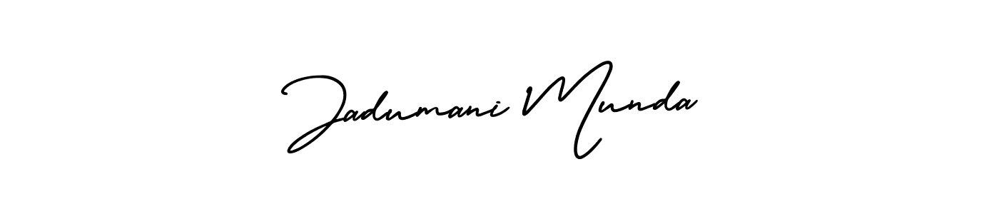 How to make Jadumani Munda name signature. Use AmerikaSignatureDemo-Regular style for creating short signs online. This is the latest handwritten sign. Jadumani Munda signature style 3 images and pictures png