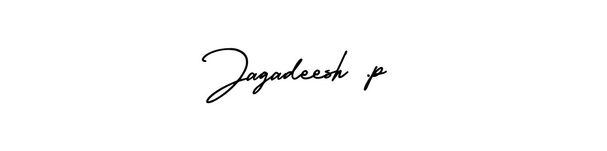 You should practise on your own different ways (AmerikaSignatureDemo-Regular) to write your name (Jagadeesh .p) in signature. don't let someone else do it for you. Jagadeesh .p signature style 3 images and pictures png