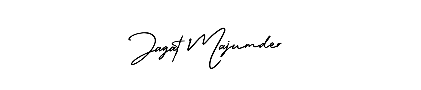 You should practise on your own different ways (AmerikaSignatureDemo-Regular) to write your name (Jagat Majumder) in signature. don't let someone else do it for you. Jagat Majumder signature style 3 images and pictures png