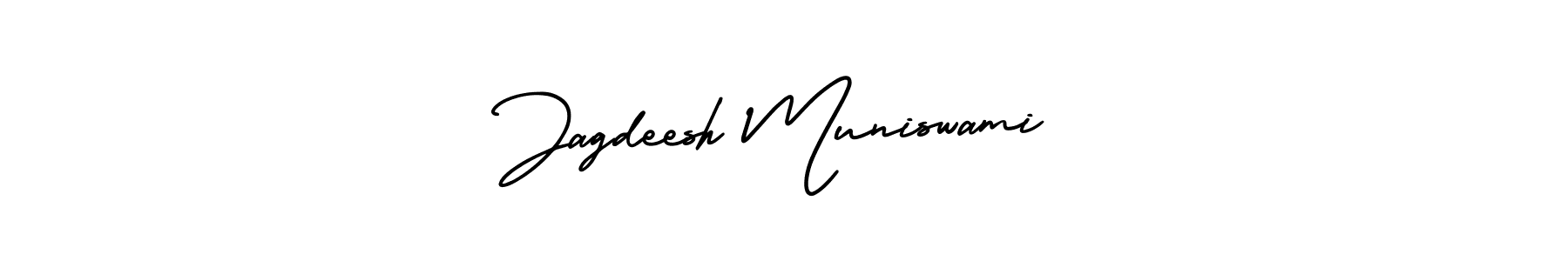 You should practise on your own different ways (AmerikaSignatureDemo-Regular) to write your name (Jagdeesh Muniswami) in signature. don't let someone else do it for you. Jagdeesh Muniswami signature style 3 images and pictures png
