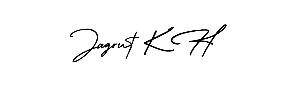 Use a signature maker to create a handwritten signature online. With this signature software, you can design (AmerikaSignatureDemo-Regular) your own signature for name Jagrut K H. Jagrut K H signature style 3 images and pictures png