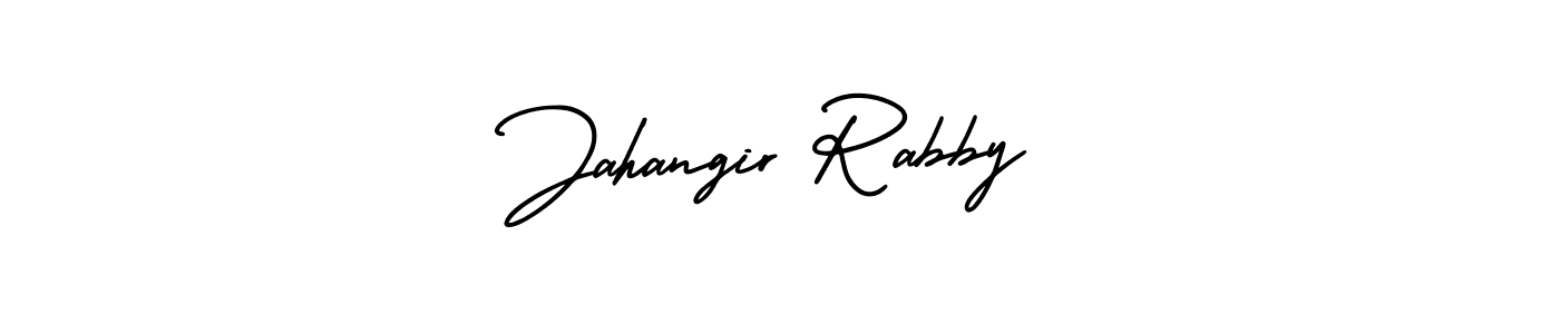 The best way (AmerikaSignatureDemo-Regular) to make a short signature is to pick only two or three words in your name. The name Jahangir Rabby include a total of six letters. For converting this name. Jahangir Rabby signature style 3 images and pictures png
