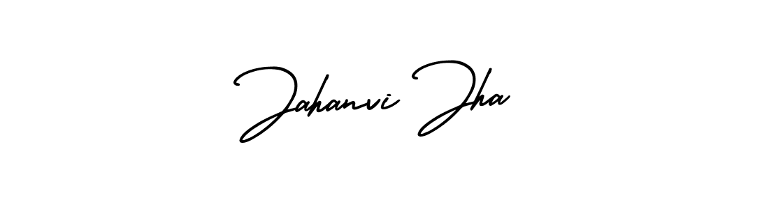 You should practise on your own different ways (AmerikaSignatureDemo-Regular) to write your name (Jahanvi Jha) in signature. don't let someone else do it for you. Jahanvi Jha signature style 3 images and pictures png