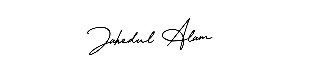 You should practise on your own different ways (AmerikaSignatureDemo-Regular) to write your name (Jahedul Alam) in signature. don't let someone else do it for you. Jahedul Alam signature style 3 images and pictures png