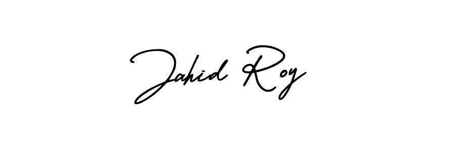 You should practise on your own different ways (AmerikaSignatureDemo-Regular) to write your name (Jahid Roy) in signature. don't let someone else do it for you. Jahid Roy signature style 3 images and pictures png