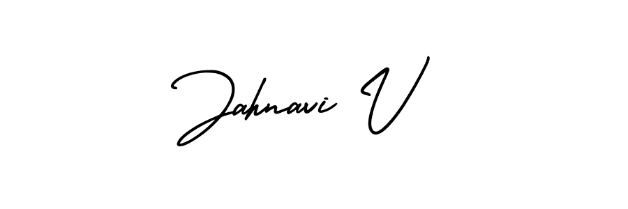 Use a signature maker to create a handwritten signature online. With this signature software, you can design (AmerikaSignatureDemo-Regular) your own signature for name Jahnavi V. Jahnavi V signature style 3 images and pictures png