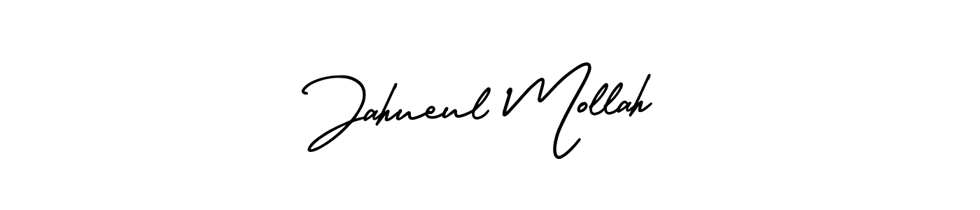 How to make Jahueul Mollah name signature. Use AmerikaSignatureDemo-Regular style for creating short signs online. This is the latest handwritten sign. Jahueul Mollah signature style 3 images and pictures png