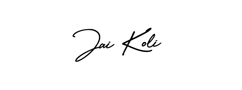 You should practise on your own different ways (AmerikaSignatureDemo-Regular) to write your name (Jai Koli) in signature. don't let someone else do it for you. Jai Koli signature style 3 images and pictures png