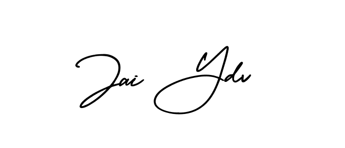 You should practise on your own different ways (AmerikaSignatureDemo-Regular) to write your name (Jai Ydv) in signature. don't let someone else do it for you. Jai Ydv signature style 3 images and pictures png