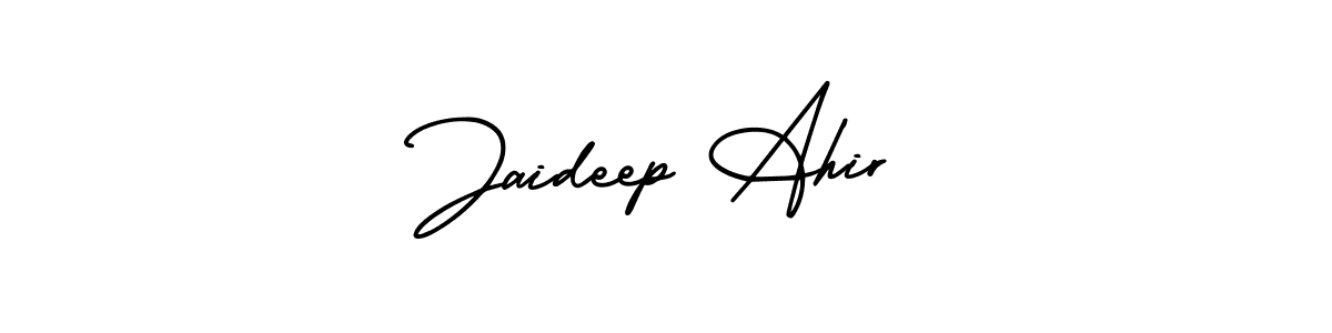 The best way (AmerikaSignatureDemo-Regular) to make a short signature is to pick only two or three words in your name. The name Jaideep Ahir include a total of six letters. For converting this name. Jaideep Ahir signature style 3 images and pictures png