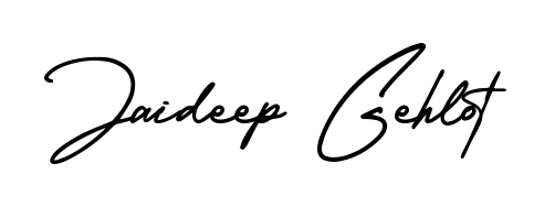 Designed for modern professionals: Jaideep Gehlot name signature crafted with AmerikaSignatureDemo-Regular script. Ready for digital PDF workflows. Jaideep Gehlot signature style 3 images and pictures png