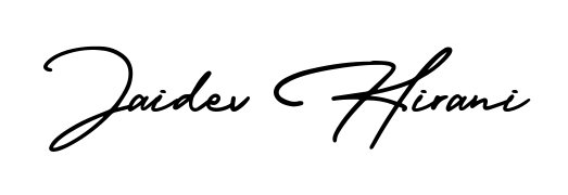 A sleek calligraphic signature for name Jaidev Hirani utilizing AmerikaSignatureDemo-Regular styling. Great for adding personal signatures to photos and art. Jaidev Hirani signature style 3 images and pictures png