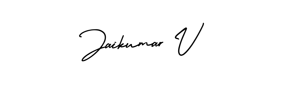 The best way (AmerikaSignatureDemo-Regular) to make a short signature is to pick only two or three words in your name. The name Jaikumar V include a total of six letters. For converting this name. Jaikumar V signature style 3 images and pictures png