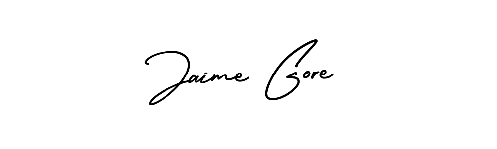 You should practise on your own different ways (AmerikaSignatureDemo-Regular) to write your name (Jaime Gore) in signature. don't let someone else do it for you. Jaime Gore signature style 3 images and pictures png