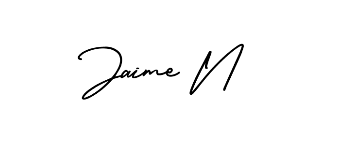 How to make Jaime N name signature. Use AmerikaSignatureDemo-Regular style for creating short signs online. This is the latest handwritten sign. Jaime N signature style 3 images and pictures png