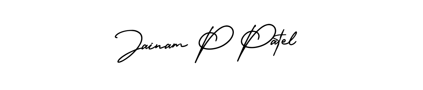 Make a beautiful signature design for name Jainam P Patel. With this signature (AmerikaSignatureDemo-Regular) style, you can create a handwritten signature for free. Jainam P Patel signature style 3 images and pictures png