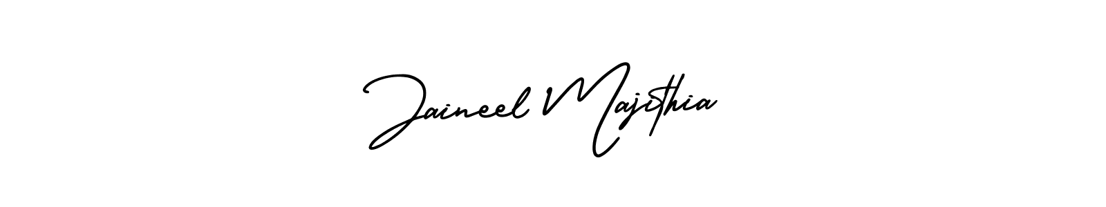 This is the best signature style for the Jaineel Majithia name. Also you like these signature font (AmerikaSignatureDemo-Regular). Mix name signature. Jaineel Majithia signature style 3 images and pictures png