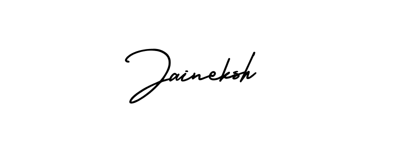 You should practise on your own different ways (AmerikaSignatureDemo-Regular) to write your name (Jaineksh) in signature. don't let someone else do it for you. Jaineksh signature style 3 images and pictures png