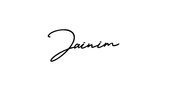 You should practise on your own different ways (AmerikaSignatureDemo-Regular) to write your name (Jainim) in signature. don't let someone else do it for you. Jainim signature style 3 images and pictures png