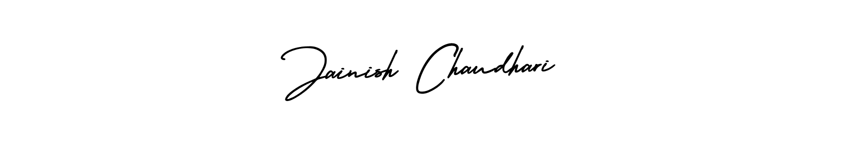 You should practise on your own different ways (AmerikaSignatureDemo-Regular) to write your name (Jainish Chaudhari) in signature. don't let someone else do it for you. Jainish Chaudhari signature style 3 images and pictures png