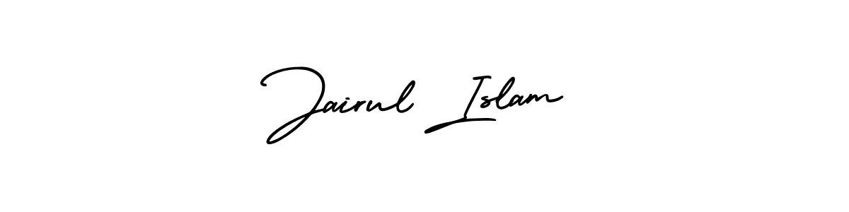 The best way (AmerikaSignatureDemo-Regular) to make a short signature is to pick only two or three words in your name. The name Jairul Islam include a total of six letters. For converting this name. Jairul Islam signature style 3 images and pictures png