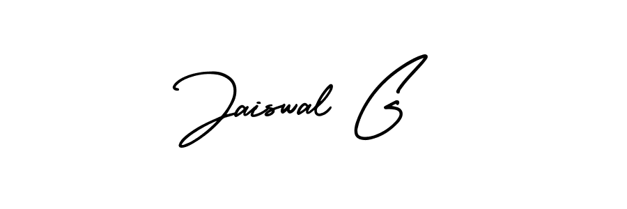 This is the best signature style for the Jaiswal G name. Also you like these signature font (AmerikaSignatureDemo-Regular). Mix name signature. Jaiswal G signature style 3 images and pictures png