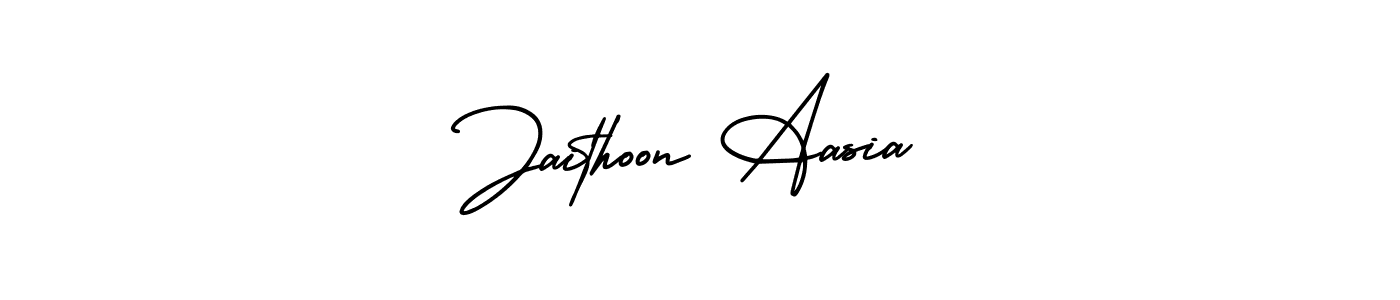 This is the best signature style for the Jaithoon Aasia name. Also you like these signature font (AmerikaSignatureDemo-Regular). Mix name signature. Jaithoon Aasia signature style 3 images and pictures png