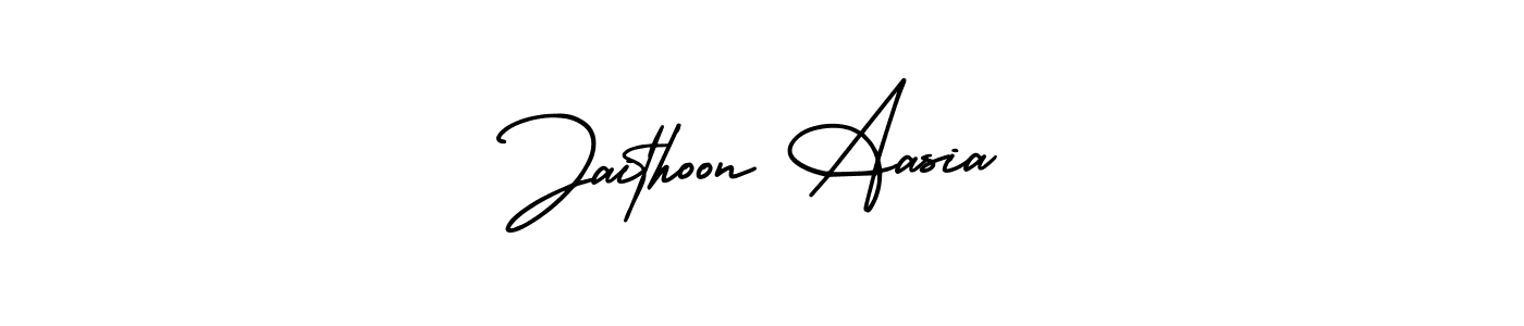 This is the best signature style for the Jaithoon Aasia name. Also you like these signature font (AmerikaSignatureDemo-Regular). Mix name signature. Jaithoon Aasia signature style 3 images and pictures png