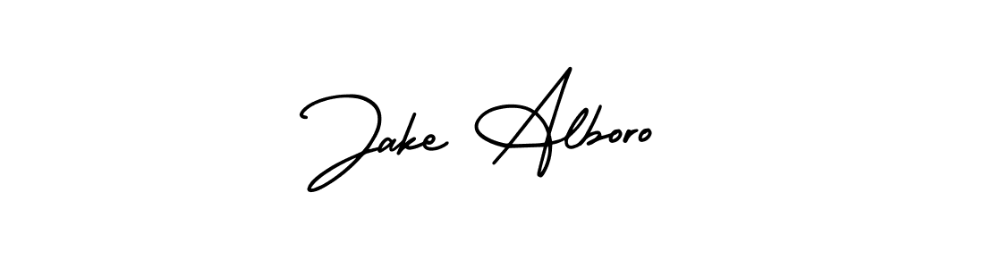 It looks lik you need a new signature style for name Jake Alboro. Design unique handwritten (AmerikaSignatureDemo-Regular) signature with our free signature maker in just a few clicks. Jake Alboro signature style 3 images and pictures png