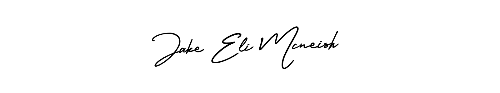 This is the best signature style for the Jake Eli Mcneish name. Also you like these signature font (AmerikaSignatureDemo-Regular). Mix name signature. Jake Eli Mcneish signature style 3 images and pictures png
