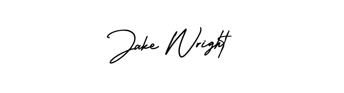 You should practise on your own different ways (AmerikaSignatureDemo-Regular) to write your name (Jake Wright) in signature. don't let someone else do it for you. Jake Wright signature style 3 images and pictures png