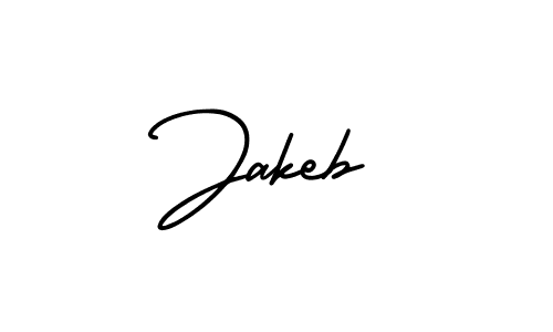 You should practise on your own different ways (AmerikaSignatureDemo-Regular) to write your name (Jakeb) in signature. don't let someone else do it for you. Jakeb signature style 3 images and pictures png