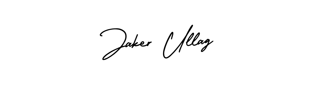 You should practise on your own different ways (AmerikaSignatureDemo-Regular) to write your name (Jaker Ullag) in signature. don't let someone else do it for you. Jaker Ullag signature style 3 images and pictures png